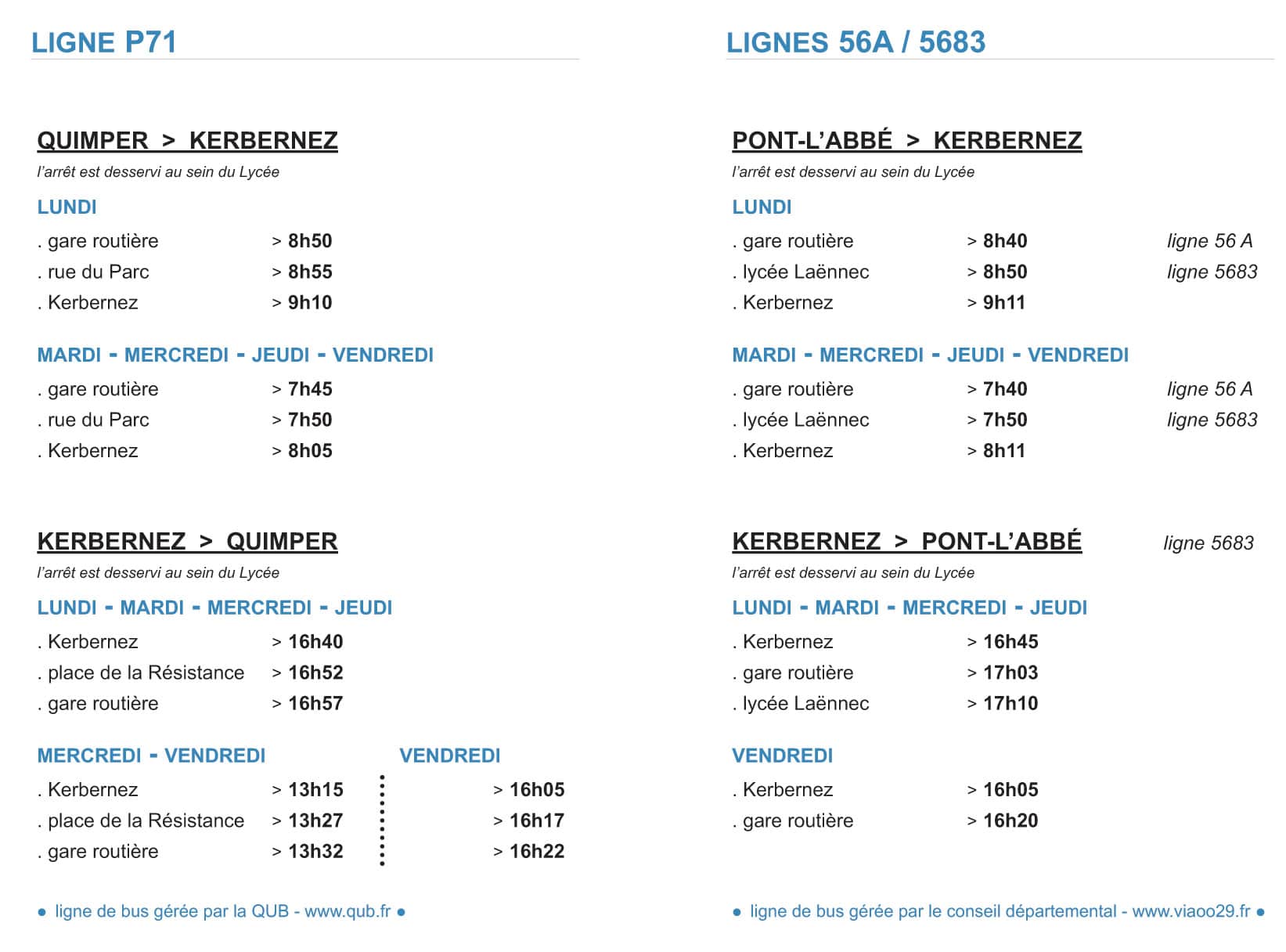 Horaires des bus